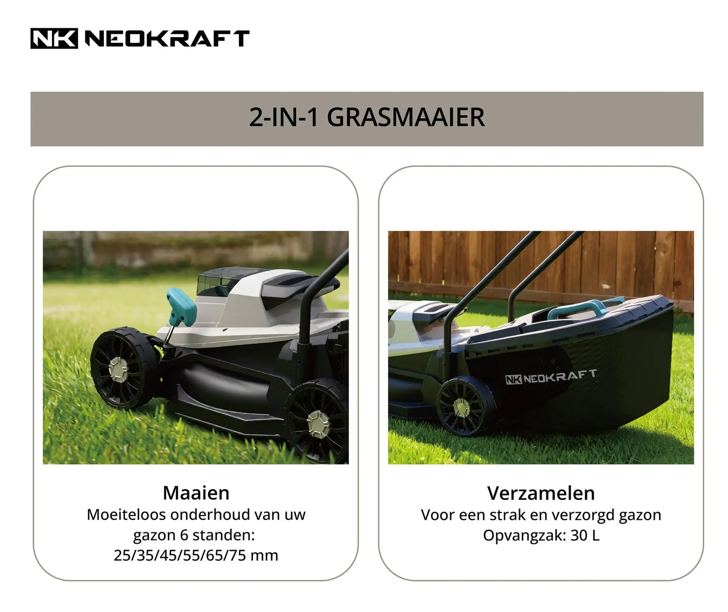 1300W Elektrische grasmaaier 33cm - incl. 30L opvangbak