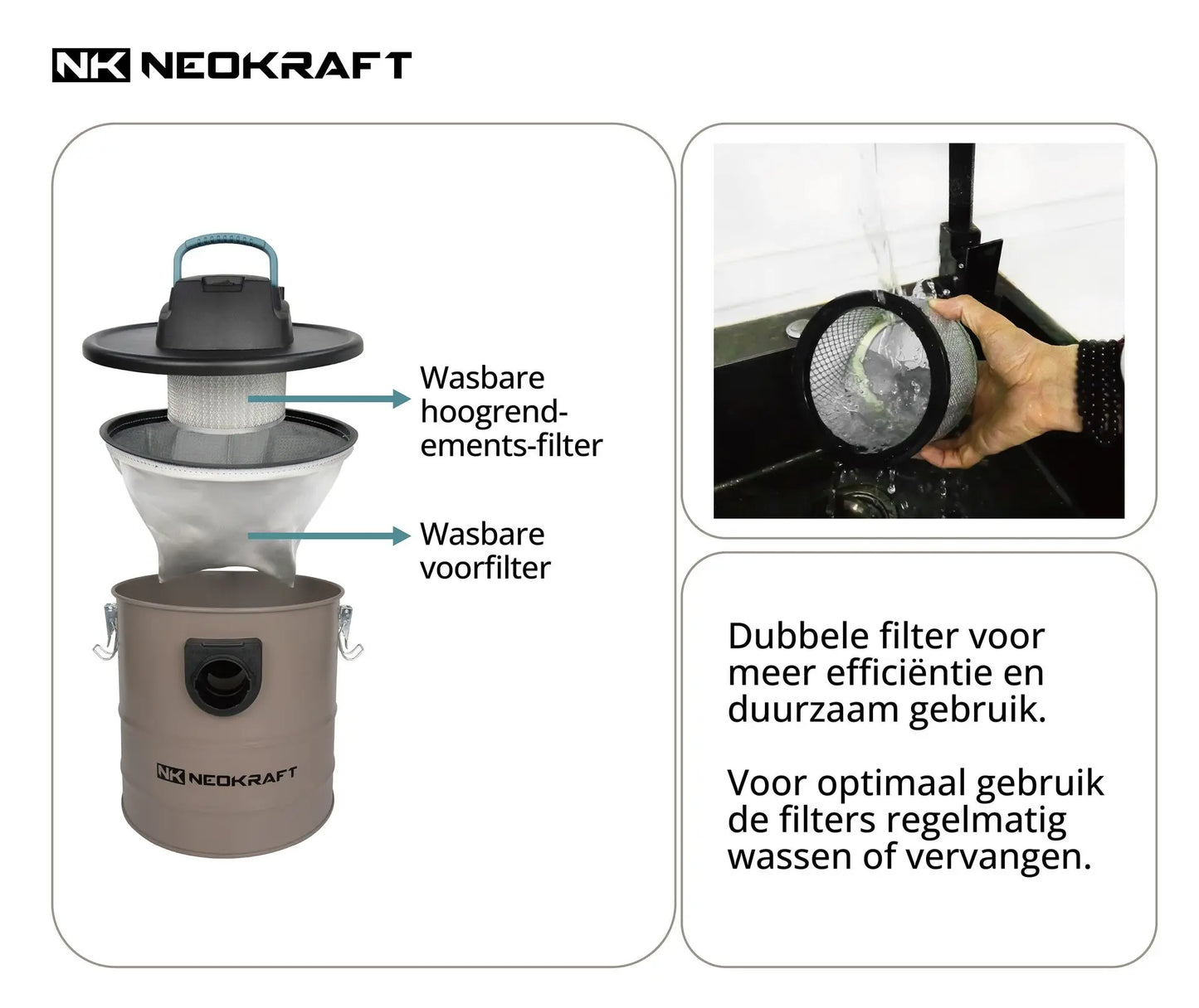 Aspirateur à cendres 1600W 18L - avec 2 filtres