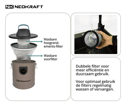 Aspirateur à cendres 1600W 18L - avec 2 filtres