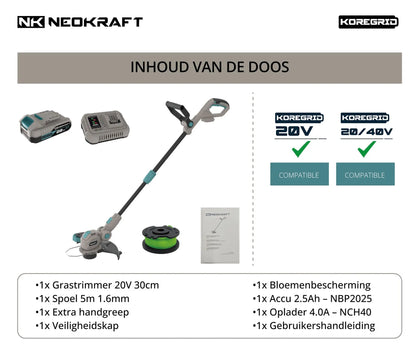 20V Accu grastrimmer 30cm - incl. 2.5Ah accu & lader
