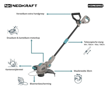 20V Accu grastrimmer 30cm - incl. 2.5Ah accu & lader